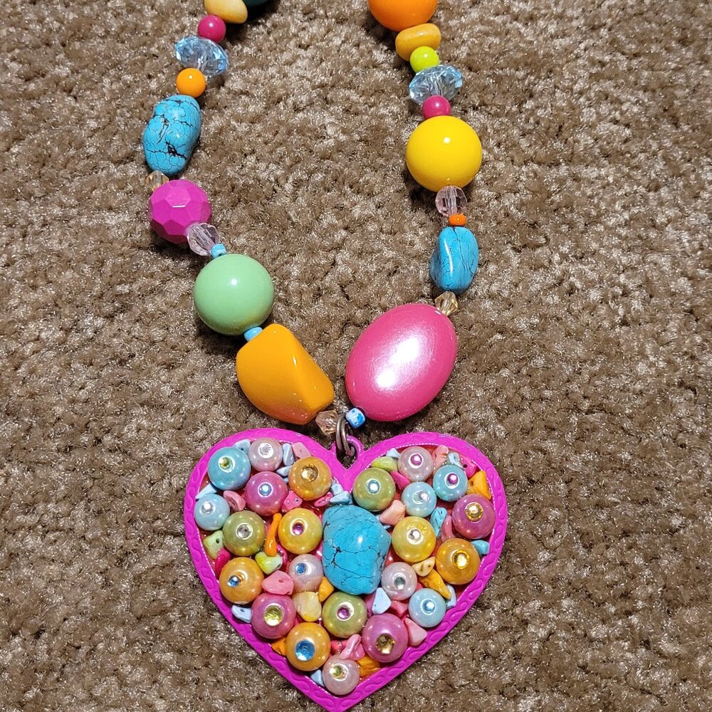 Super fun colorful heart necklace